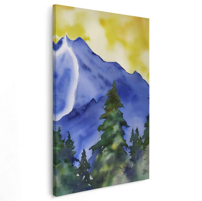 Misty Mountain Dreamscape: Watercolor Landscape Canvas Art Print