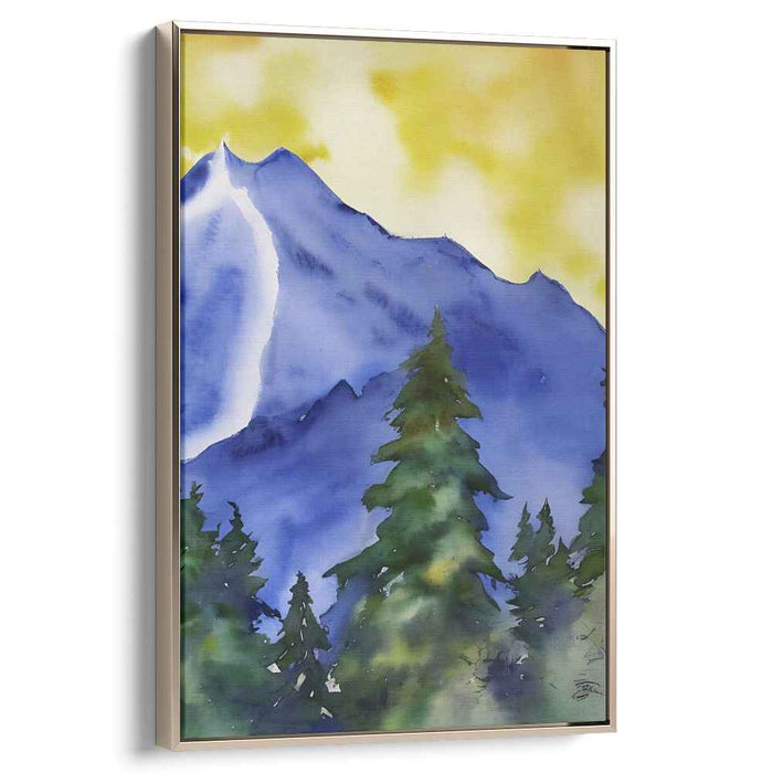 Misty Mountain Dreamscape: Watercolor Landscape Canvas Art Print