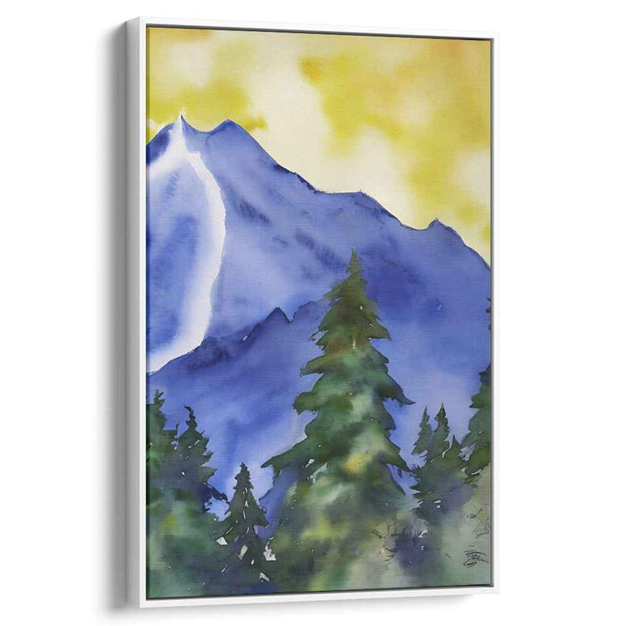 Misty Mountain Dreamscape: Watercolor Landscape Canvas Art Print