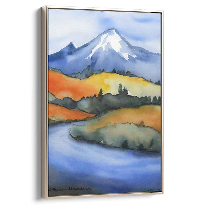 Serenity Lake Reflections: Tranquil Landscape Watercolor Art