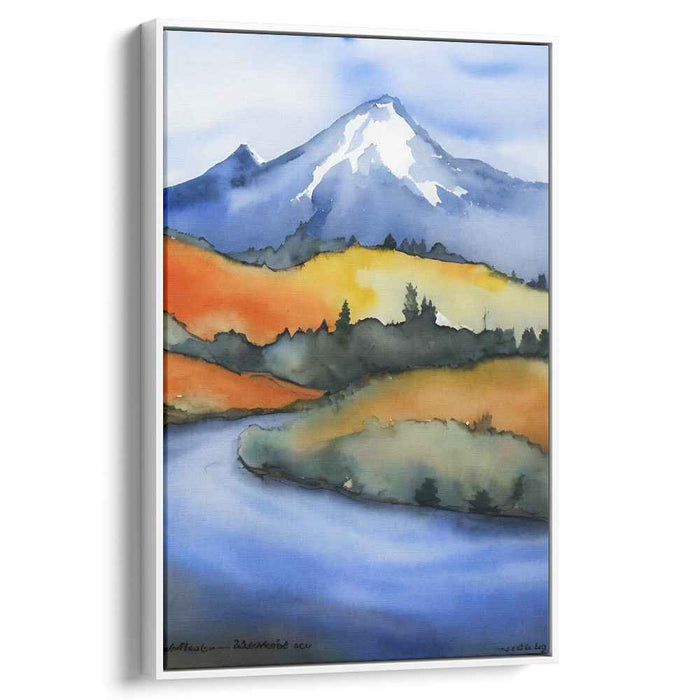 Serenity Lake Reflections: Tranquil Landscape Watercolor Art