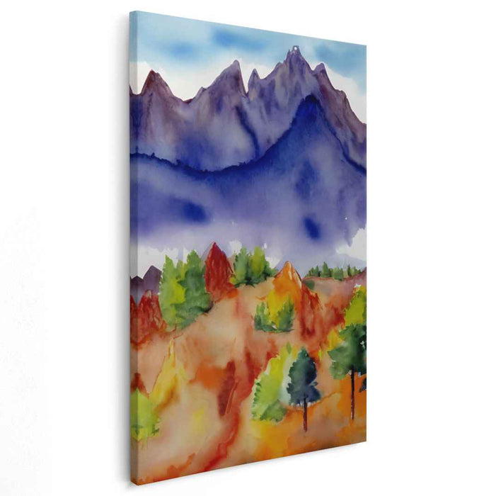 Tranquil Streams: Serene Watercolor Landscape Canvas Art Print