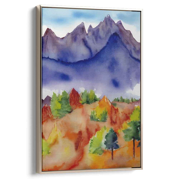 Tranquil Streams: Serene Watercolor Landscape Canvas Art Print