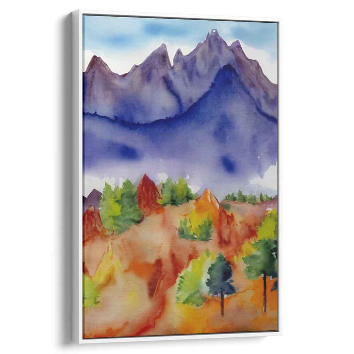 Tranquil Streams: Serene Watercolor Landscape Canvas Art Print