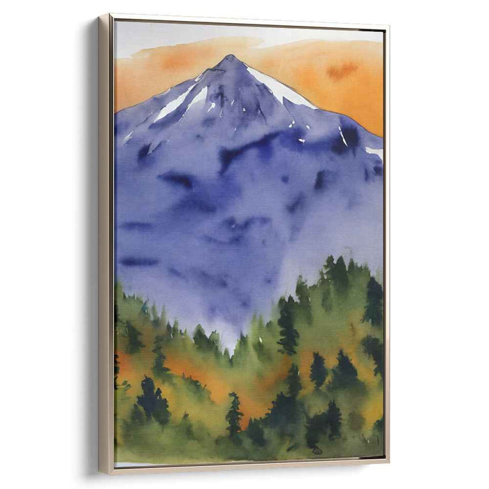 Peak Cascades: Serene Mountain Watercolor Landscape