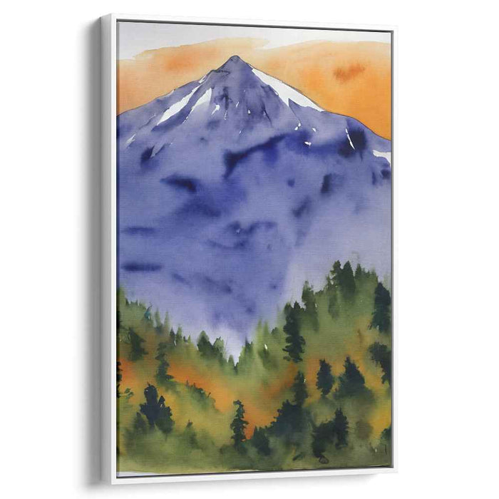 Peak Cascades: Serene Mountain Watercolor Landscape