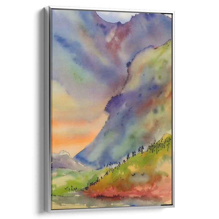 Misty Horizon Melodies: Ethereal Landscape Watercolor Canvas Art