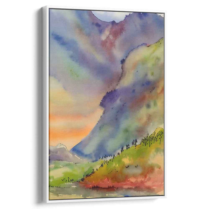 Misty Horizon Melodies: Ethereal Landscape Watercolor Canvas Art