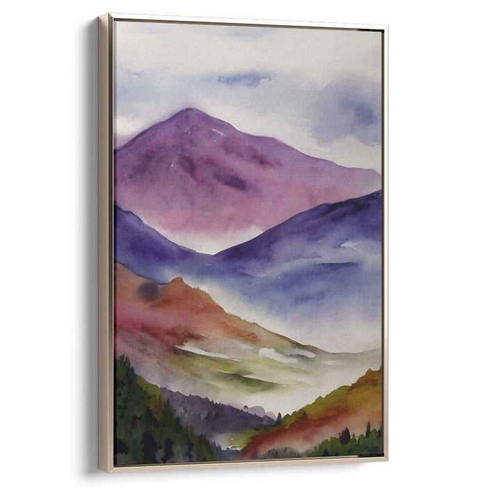Chromatic Horizon Impressions: Watercolor Landscape Canvas Art Print