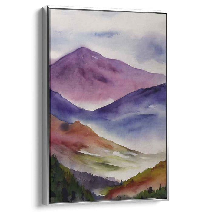Chromatic Horizon Impressions: Watercolor Landscape Canvas Art Print