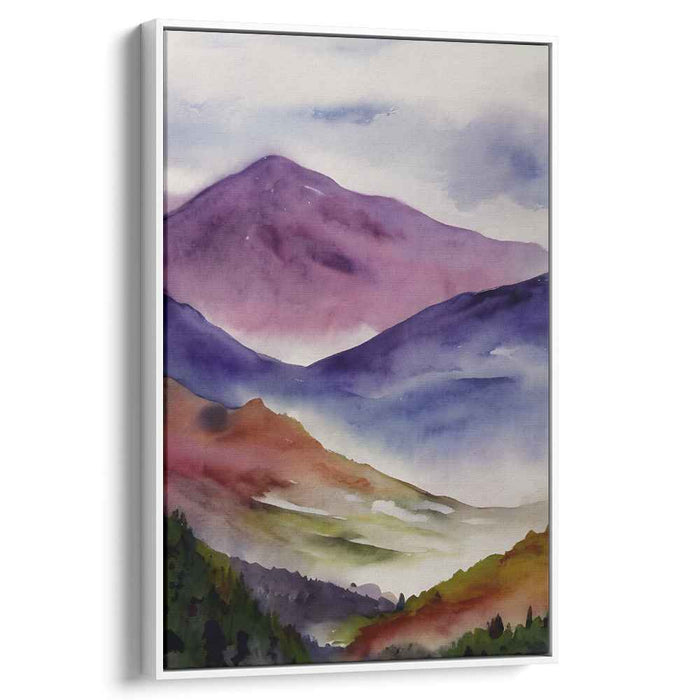 Chromatic Horizon Impressions: Watercolor Landscape Canvas Art Print