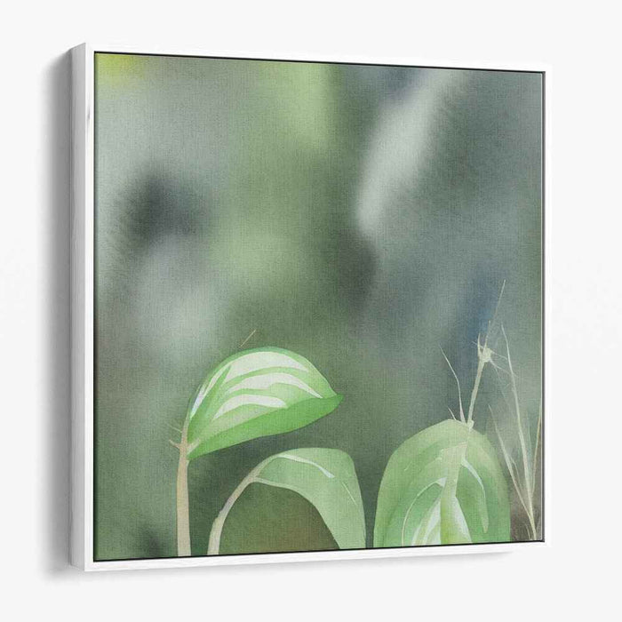 Tranquil Greens: Botanical Watercolor Leaf Study