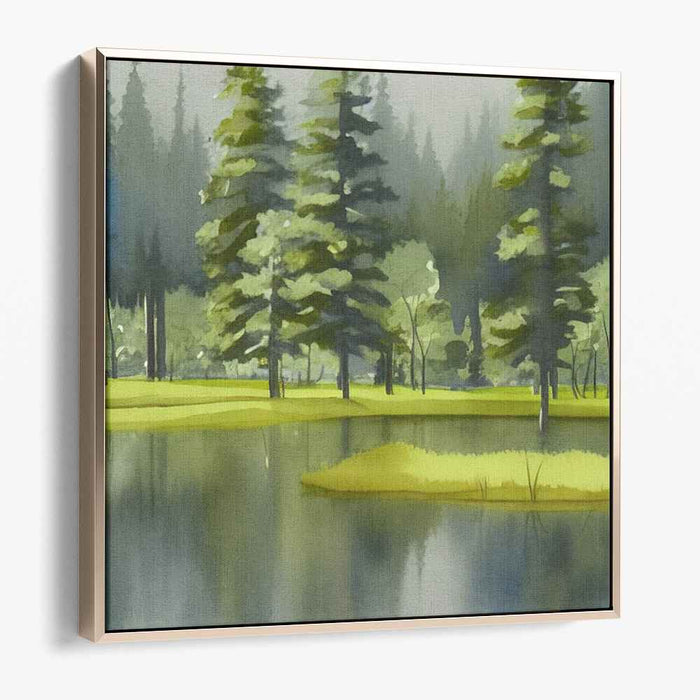Ethereal Woods Reverie: Serene Forest Landscape Canvas Art Print