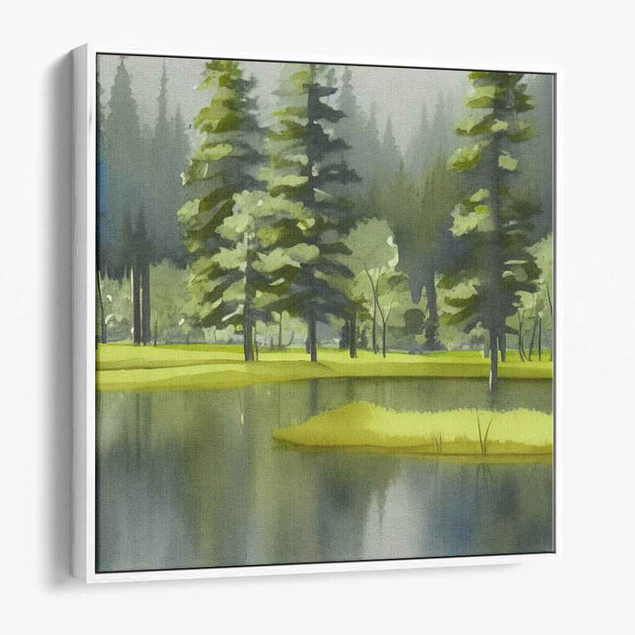 Ethereal Woods Reverie: Serene Forest Landscape Canvas Art Print