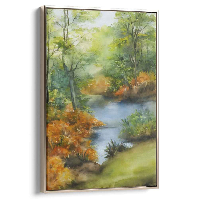 Ripple Song: Tranquil Watercolor Landscape Canvas Art Print
