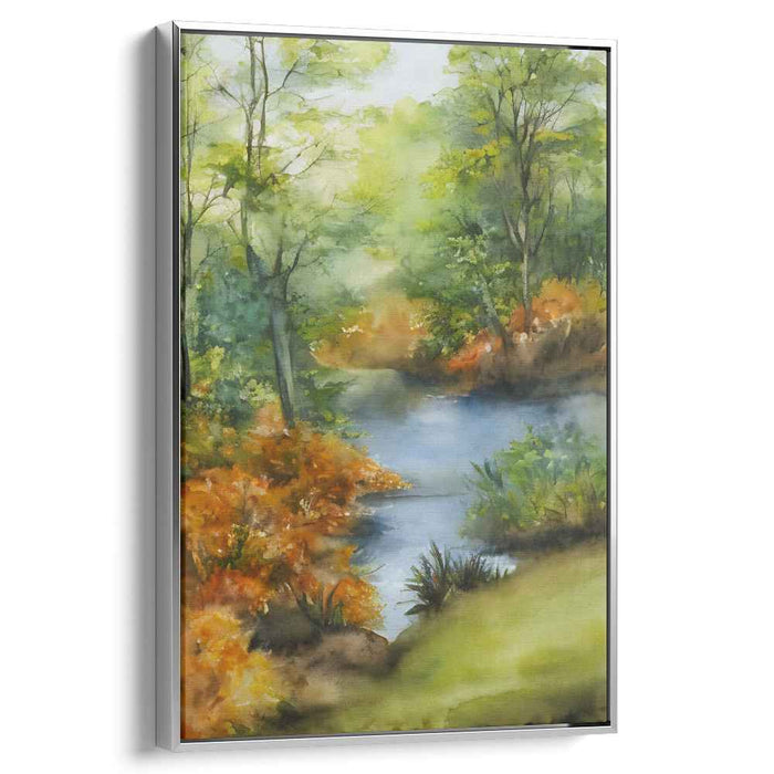 Ripple Song: Tranquil Watercolor Landscape Canvas Art Print