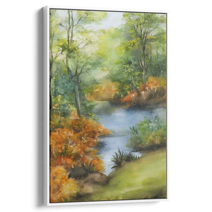 Ripple Song: Tranquil Watercolor Landscape Canvas Art Print