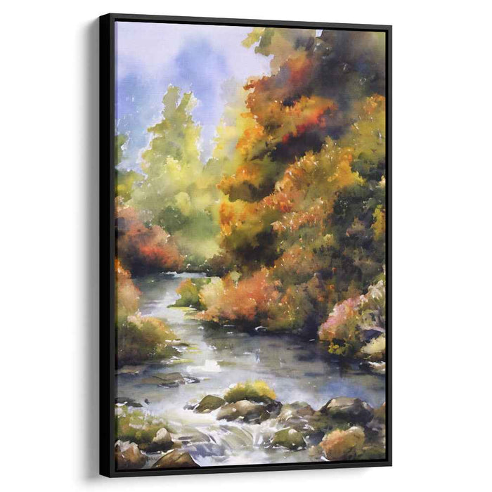 Aqua Aquarelle Serenity: Watercolor Landscape Canvas Art Print