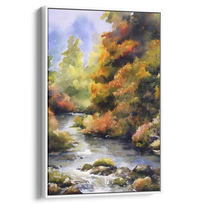 Aqua Aquarelle Serenity: Watercolor Landscape Canvas Art Print