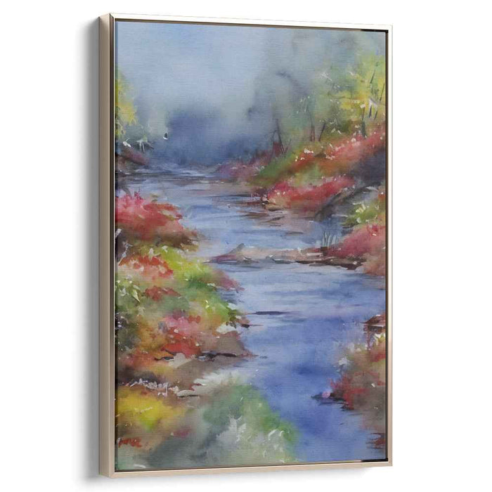 Whispers Along the Banks: Serene River Landscape Watercolor Painting