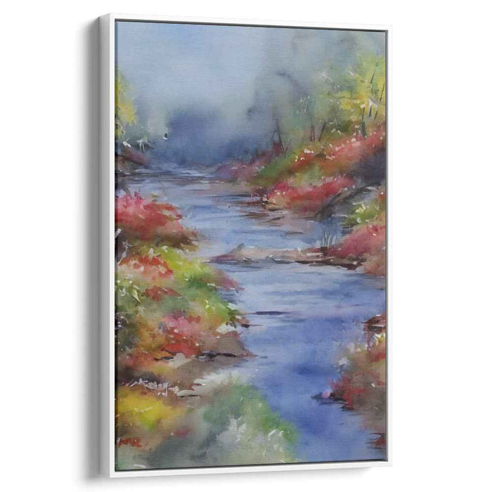 Whispers Along the Banks: Serene River Landscape Watercolor Painting