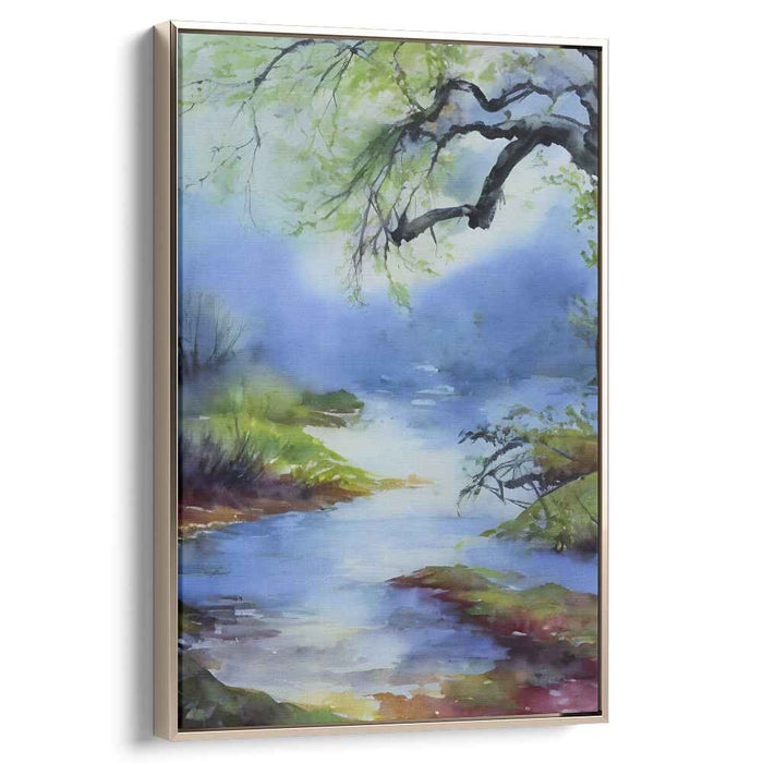 Tranquil Painter's Palette: Serene Impressionist Landscape Canvas Art Print