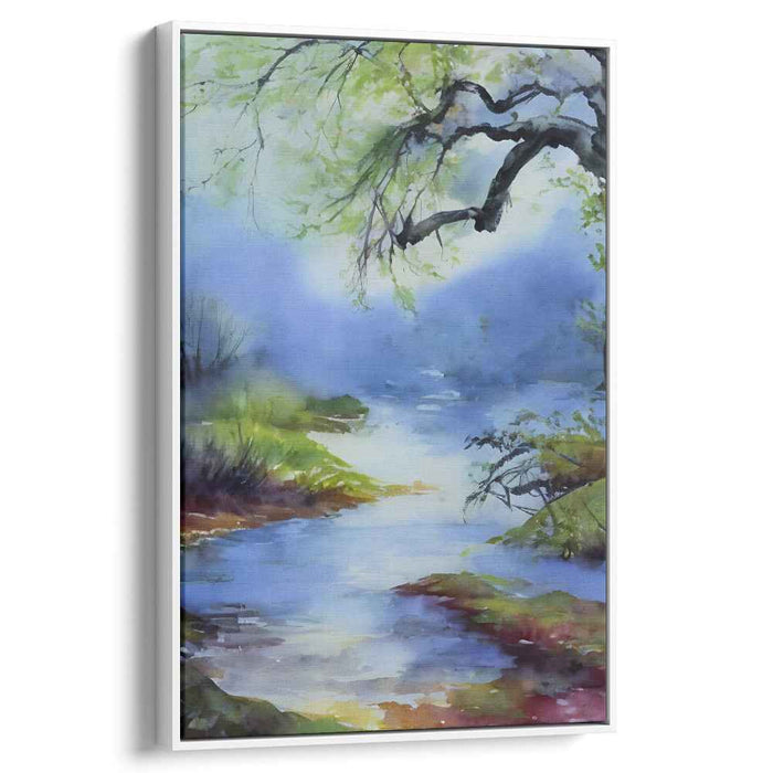 Tranquil Painter's Palette: Serene Impressionist Landscape Canvas Art Print