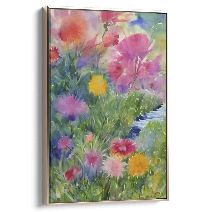 Blossoming Watercolor Whispers: Vibrant Floral Watercolor Canvas Art