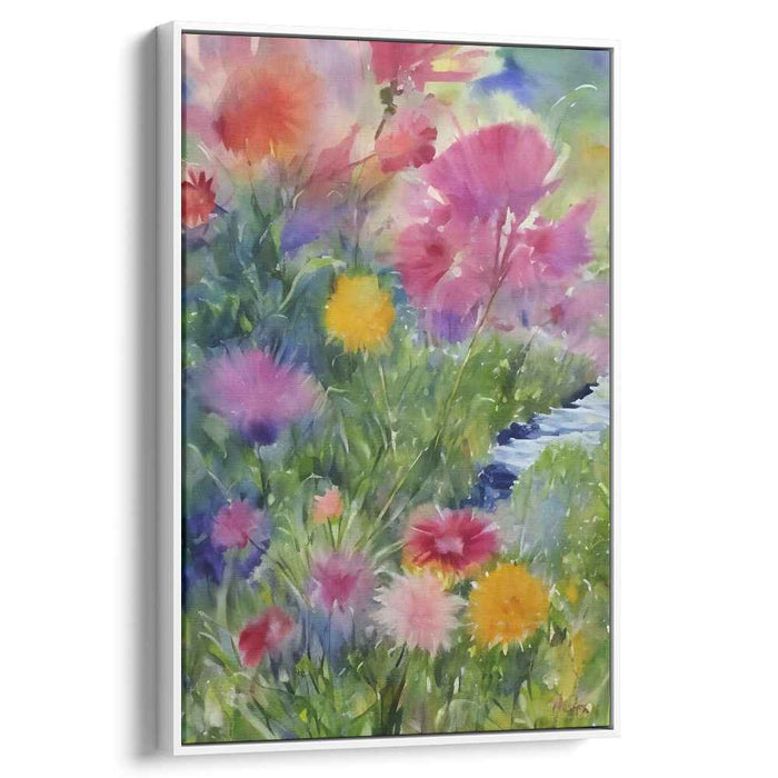 Blossoming Watercolor Whispers: Vibrant Floral Watercolor Canvas Art