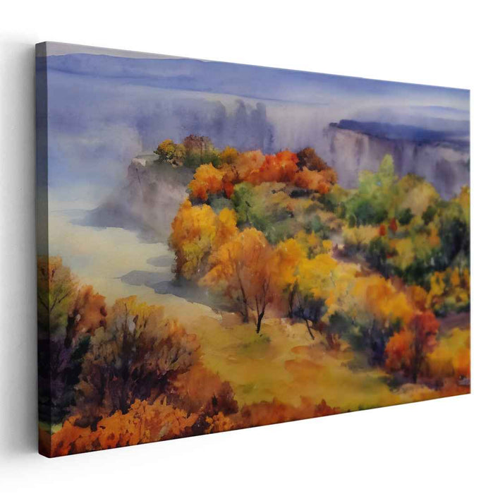 Veiled Woods: Watercolor Landscape of a Misty Forest