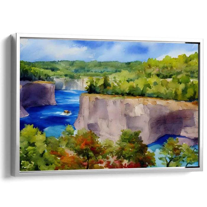 Calm Waters Symphony: Tranquil River Landscape Watercolor Painting