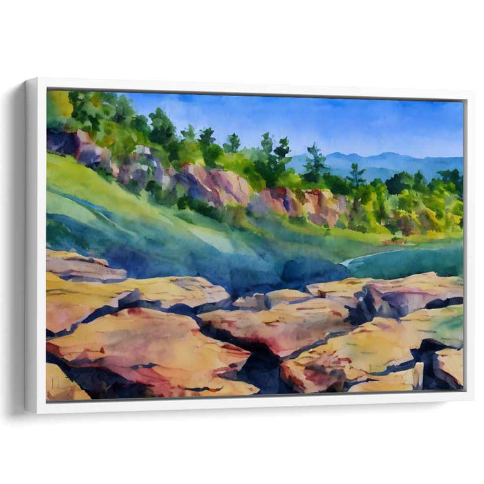 Serene Hillside: Watercolor Landscape Art Print