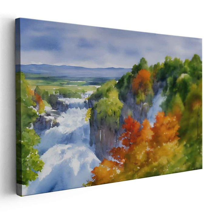 Enchanted Cascades Harmony Canopy: Serene Waterfall in Vibrant Forest Landscape