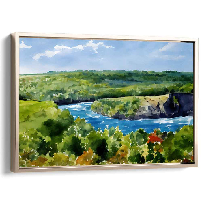 Tranquil Aquarelle View: Serene Watercolor Landscape Canvas Art Print