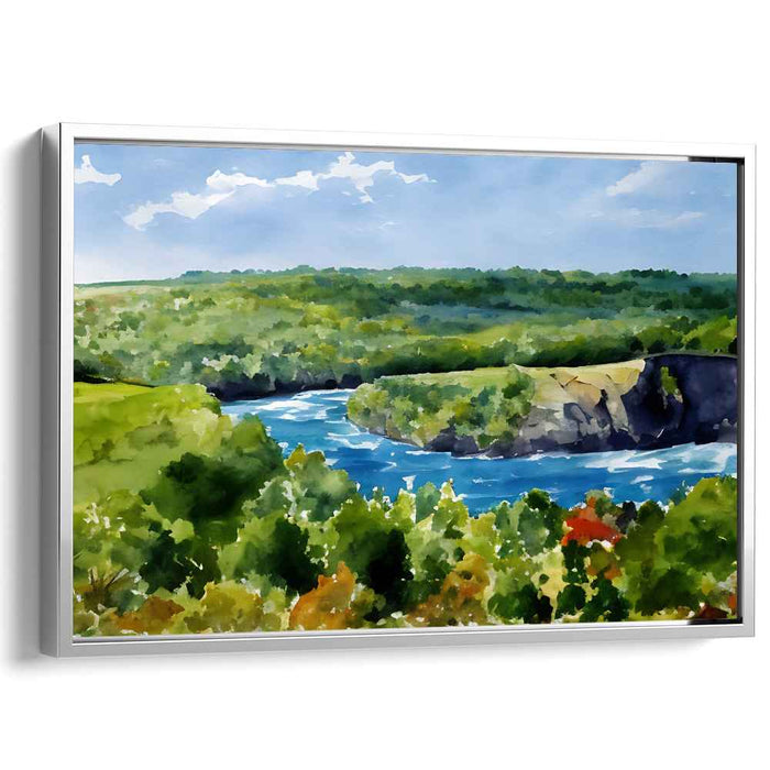 Tranquil Aquarelle View: Serene Watercolor Landscape Canvas Art Print