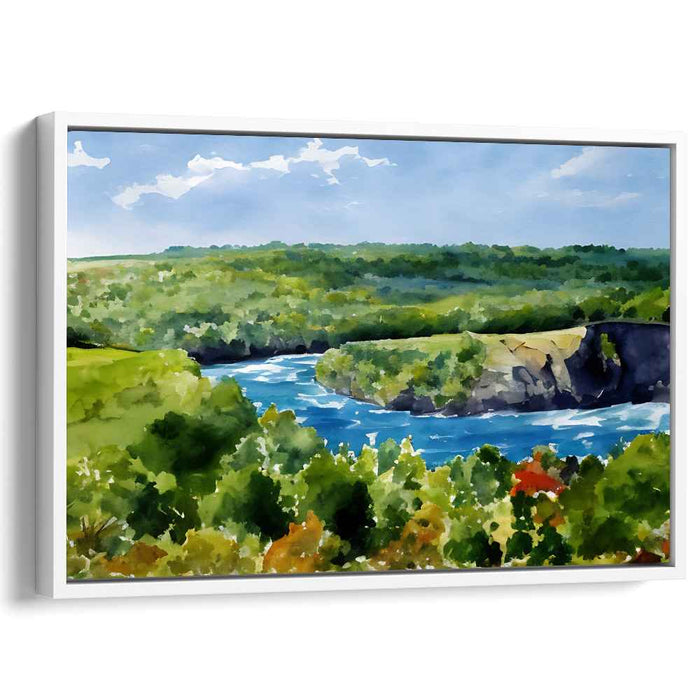 Tranquil Aquarelle View: Serene Watercolor Landscape Canvas Art Print