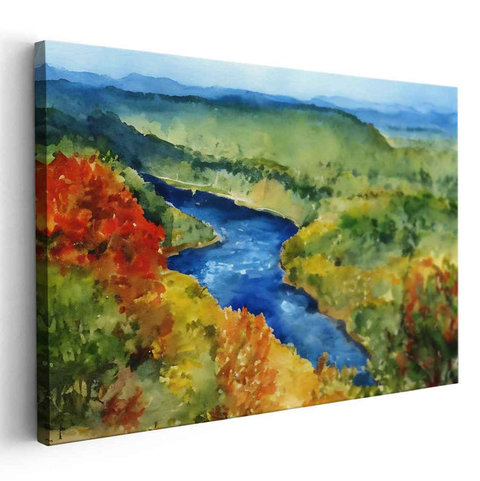 Enigmatic Forest Melodies: Autumn Landscape Watercolor Painting