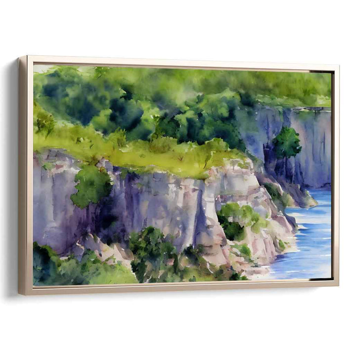 Tranquility's Brushstrokes: Tranquil Watercolor Landscape Art Print