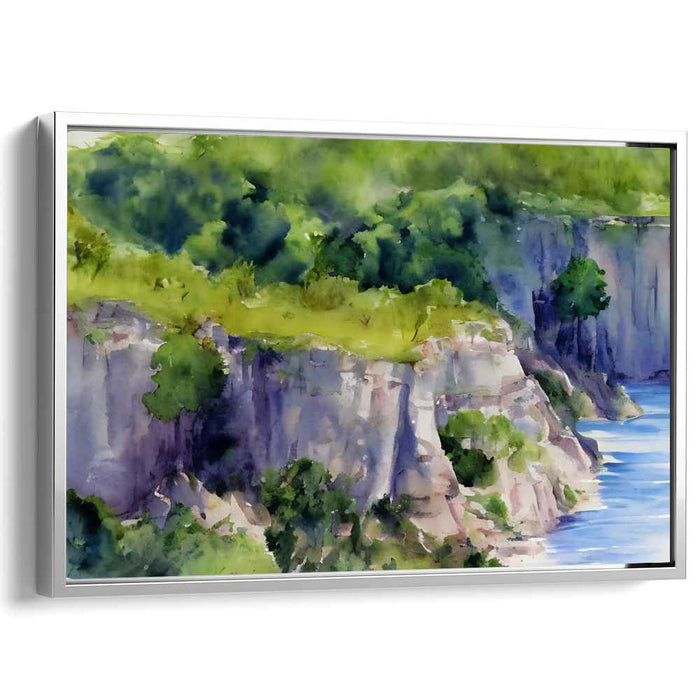 Tranquility's Brushstrokes: Tranquil Watercolor Landscape Art Print