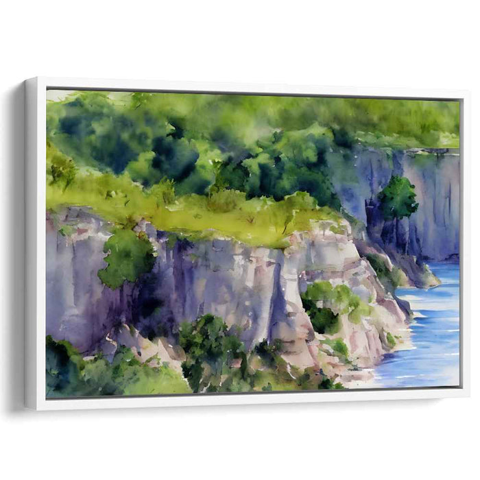 Tranquility's Brushstrokes: Tranquil Watercolor Landscape Art Print