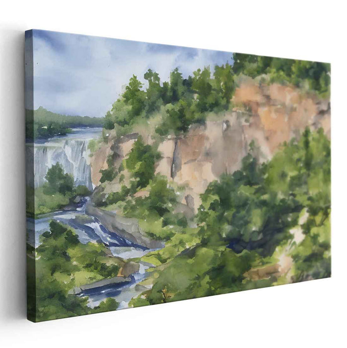 Cascade Glade Serenity: Serene Forest Waterfall Landscape