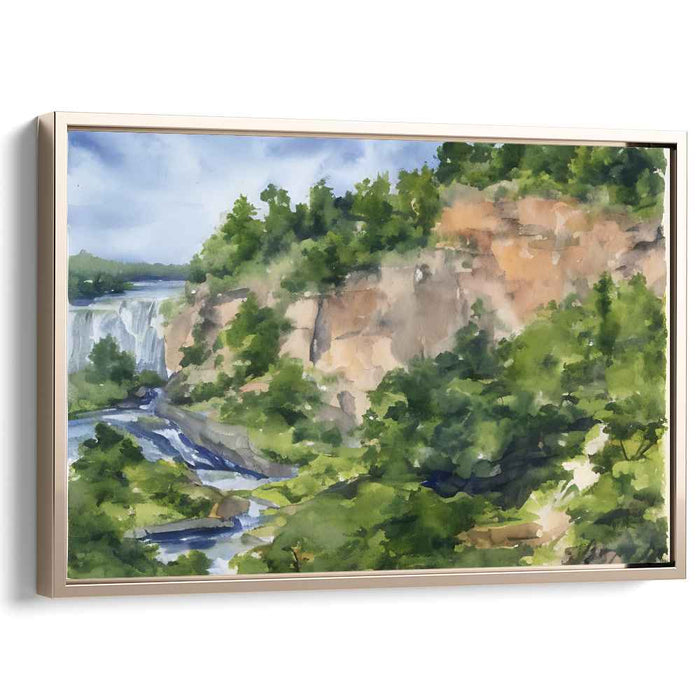 Cascade Glade Serenity: Serene Forest Waterfall Landscape