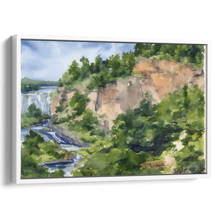 Cascade Glade Serenity: Serene Forest Waterfall Landscape