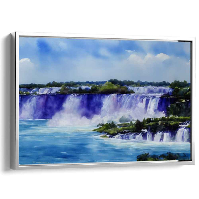 Mist Veil Cascades: Watercolor Landscape of a Grand Waterfall