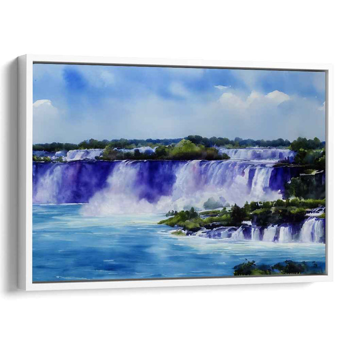 Mist Veil Cascades: Watercolor Landscape of a Grand Waterfall