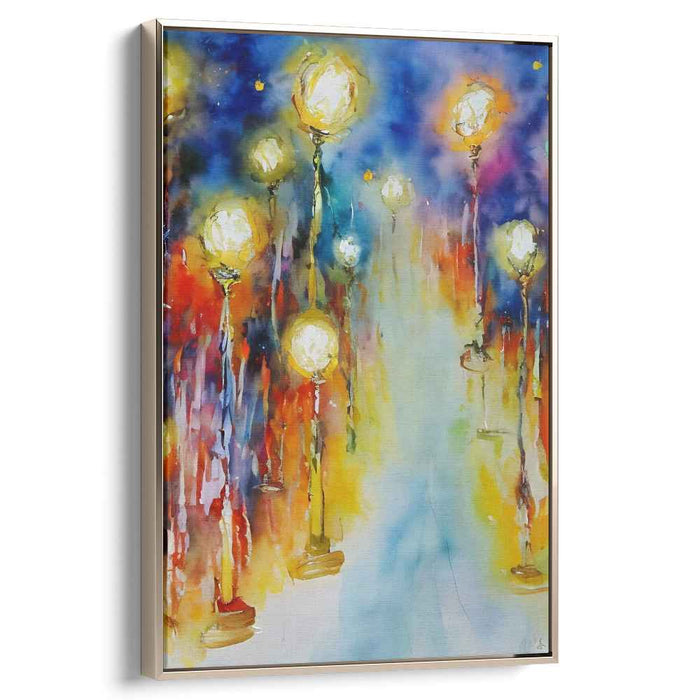 Luminous Pathway: Enchanting Watercolor Night Scene