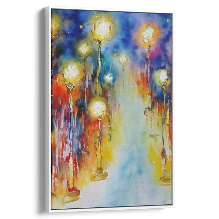 Luminous Pathway: Enchanting Watercolor Night Scene