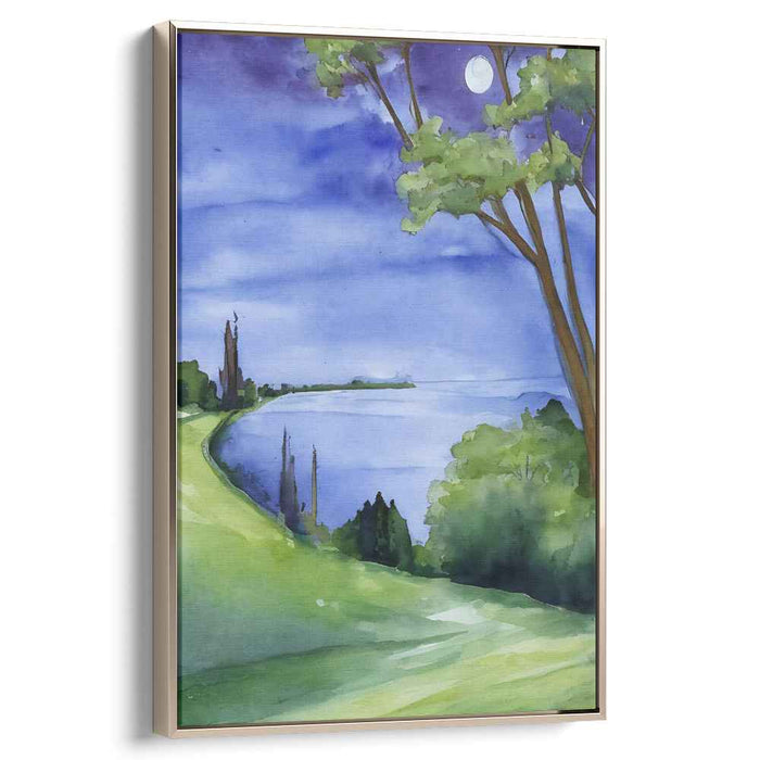 Ocean Breeze Whisper: Tranquil Coastal Landscape Watercolor Art