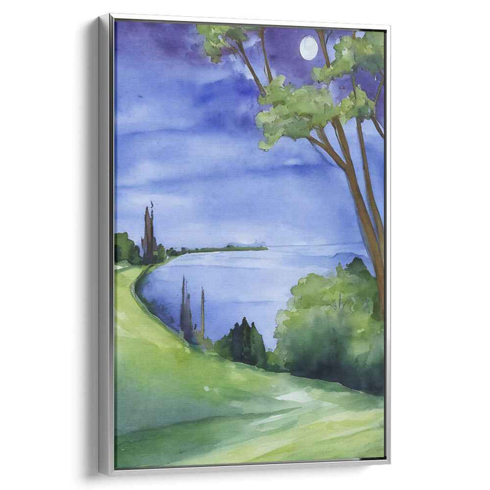 Ocean Breeze Whisper: Tranquil Coastal Landscape Watercolor Art