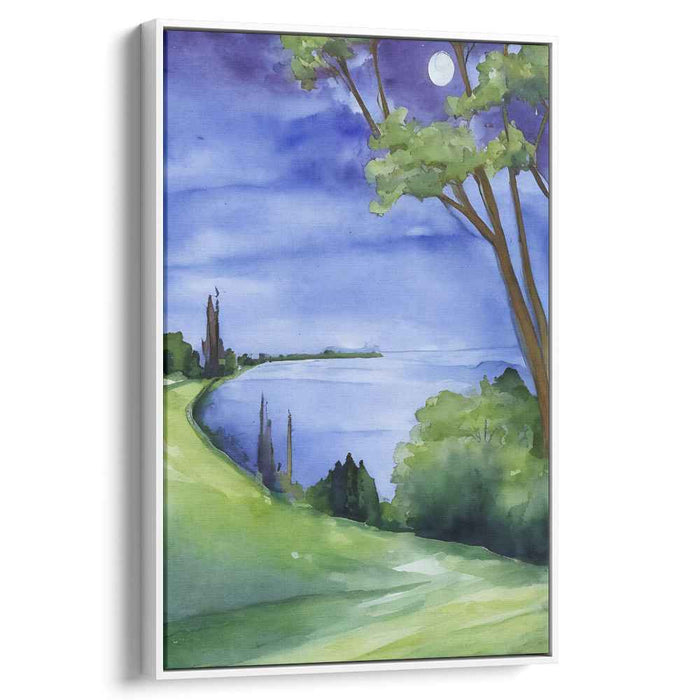Ocean Breeze Whisper: Tranquil Coastal Landscape Watercolor Art
